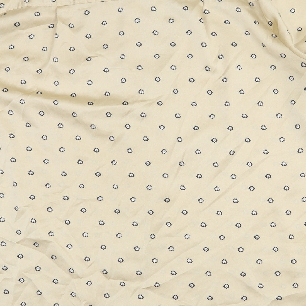 Marks and Spencer Womens Gold Geometric Polyester Basic Button-Up Size 24 Round Neck