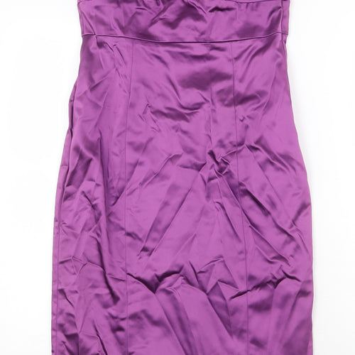 Coast Womens Purple Acetate Pencil Dress Size 12 Off the Shoulder Zip