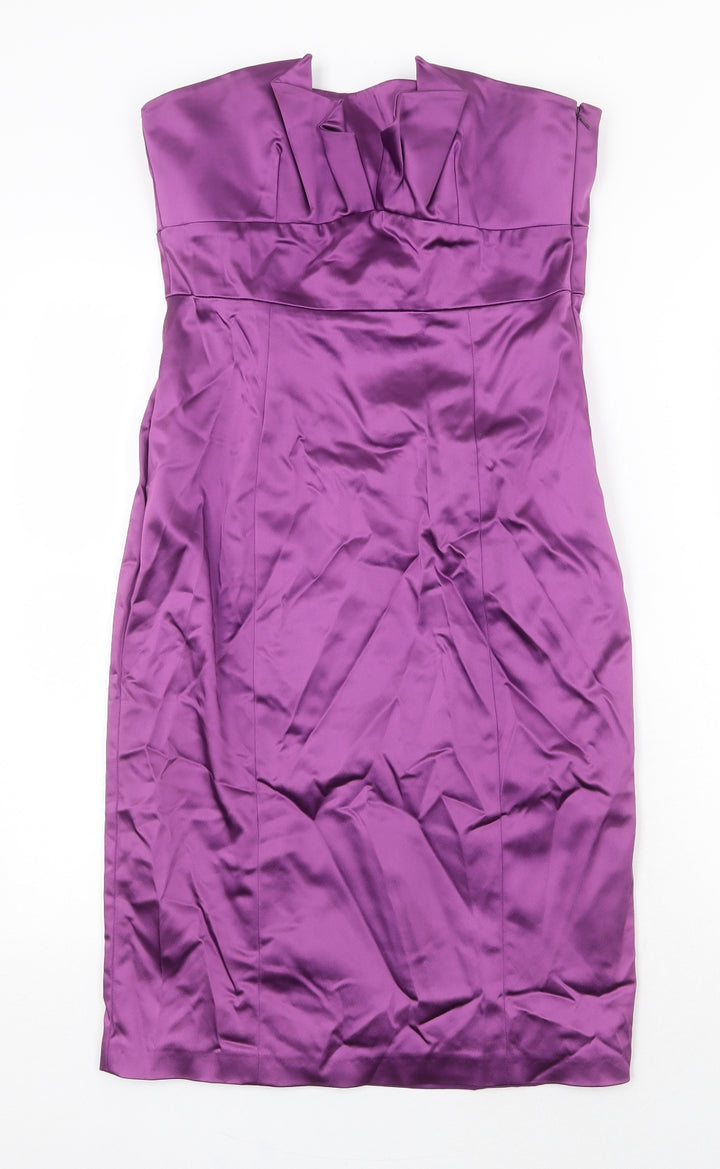 Coast Womens Purple Acetate Pencil Dress Size 12 Off the Shoulder Zip
