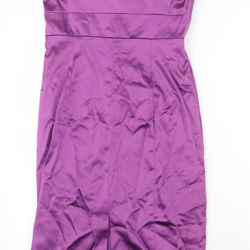 Coast Womens Purple Acetate Pencil Dress Size 12 Off the Shoulder Zip
