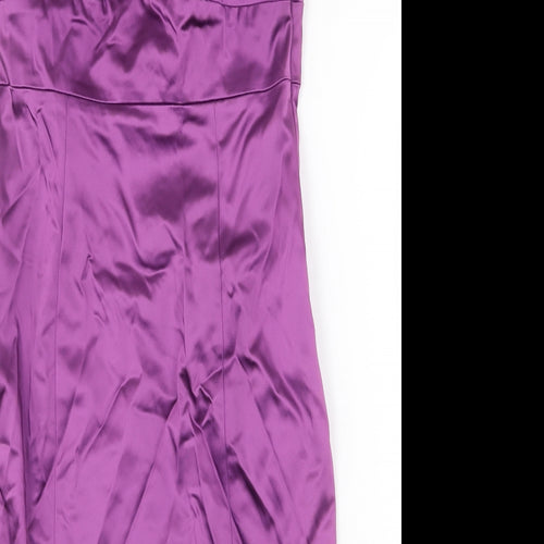 Coast Womens Purple Acetate Pencil Dress Size 12 Off the Shoulder Zip