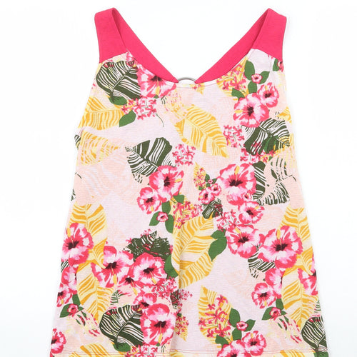 Avon Womens Pink Geometric Polyester Basic Tank Size 10 Round Neck