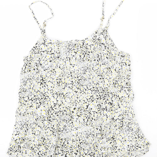 River Island Womens White Geometric Viscose Basic Tank Size 10 Square Neck - Flower print