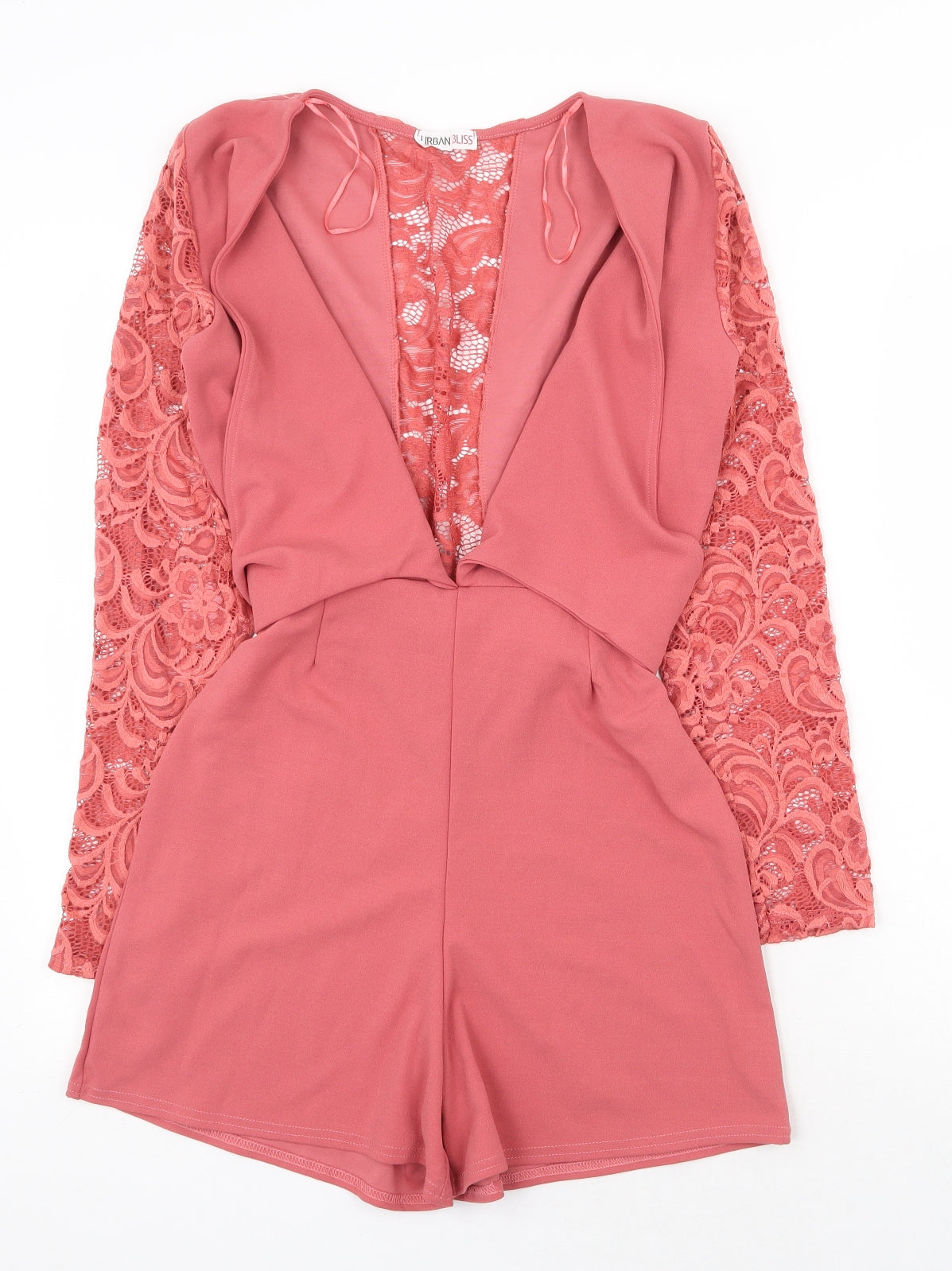 Urban Bliss Womens Pink Polyester Playsuit One-Piece Size 12 Tie