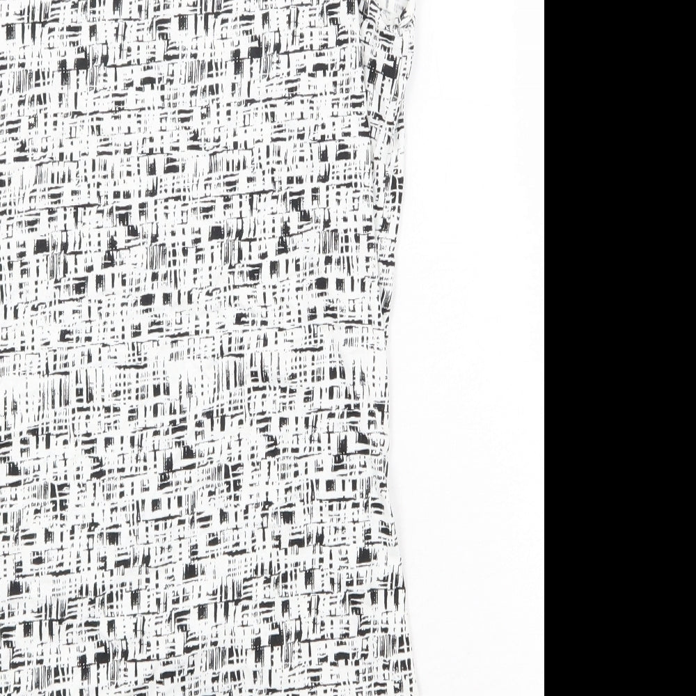 TU Womens White Geometric Viscose Basic Tank Size 8 Round Neck