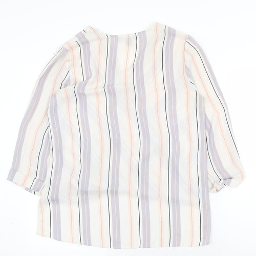 Atmosphere Womens Multicoloured Striped Polyester Basic Blouse Size 10 V-Neck