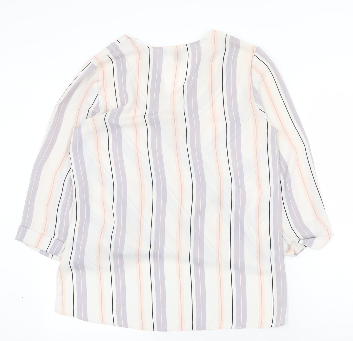 Atmosphere Womens Multicoloured Striped Polyester Basic Blouse Size 10 V-Neck