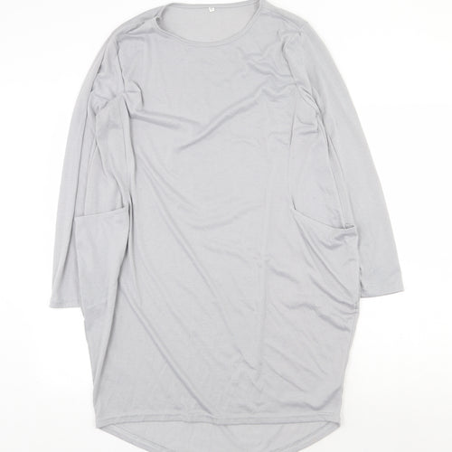 Preworn Womens Grey Polyester Sheath Size XL Round Neck Pullover