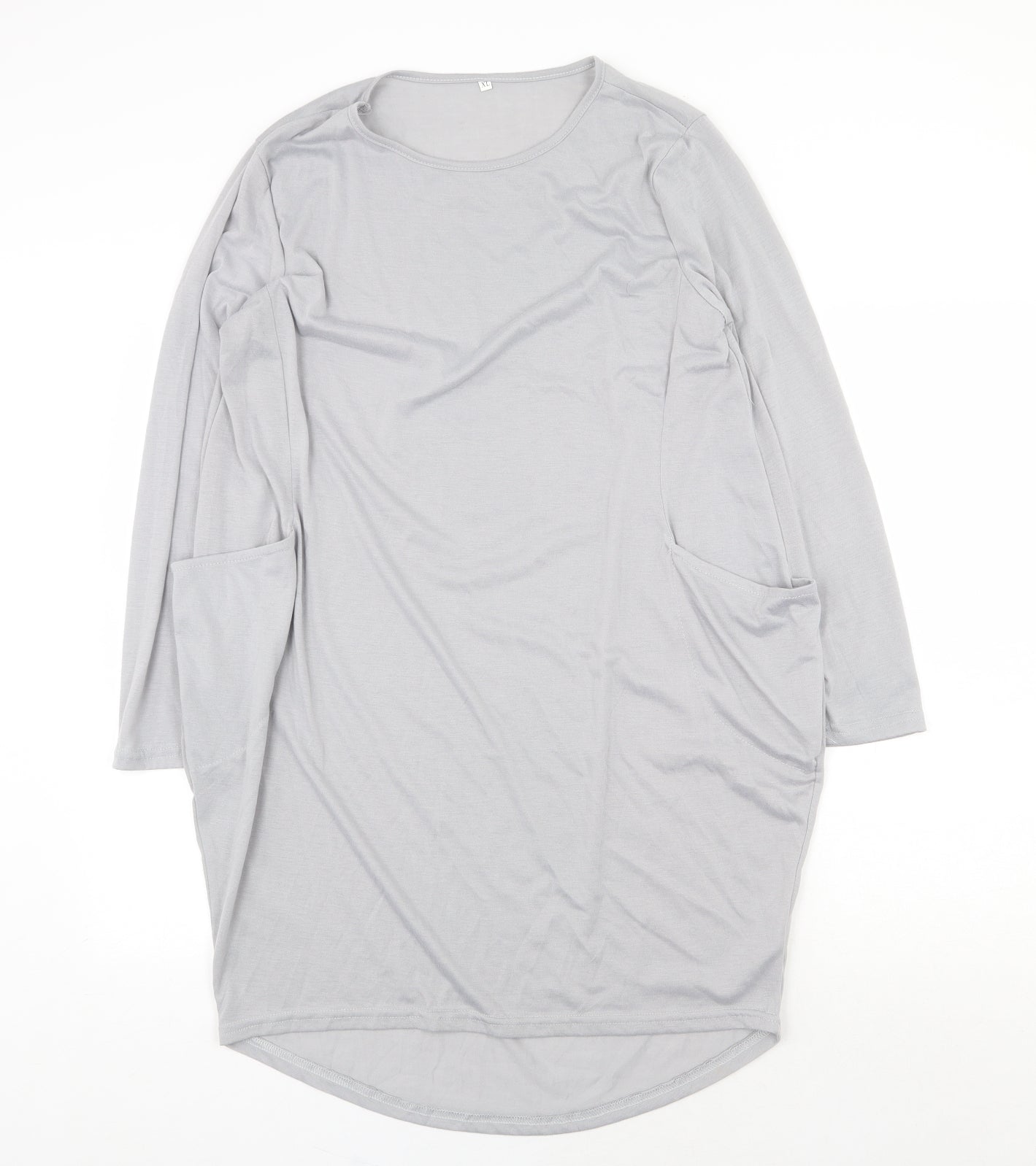 Preworn Womens Grey Polyester Sheath Size XL Round Neck Pullover