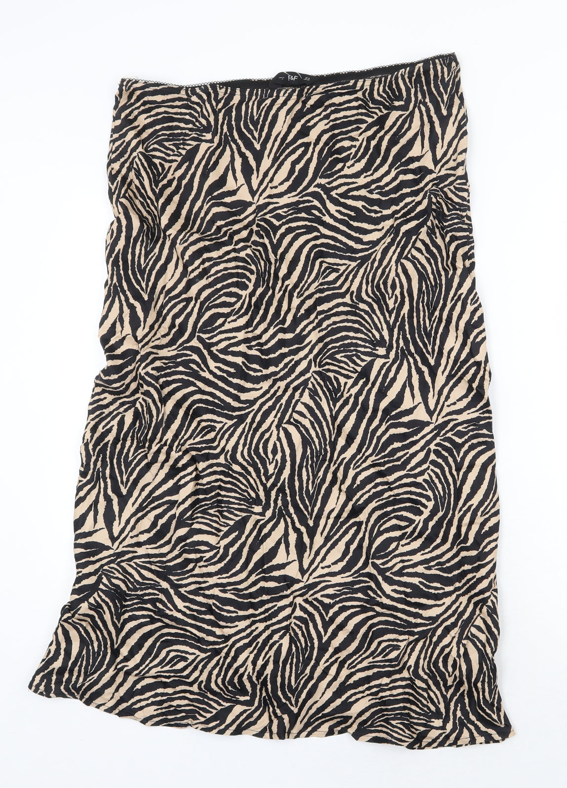 F&F Womens Beige Animal Print Polyester Straight & Pencil Skirt Size 16 - Tiger Print