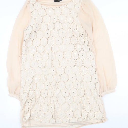 Atmosphere Womens Beige Polyester Shift Size 12 Round Neck Pullover