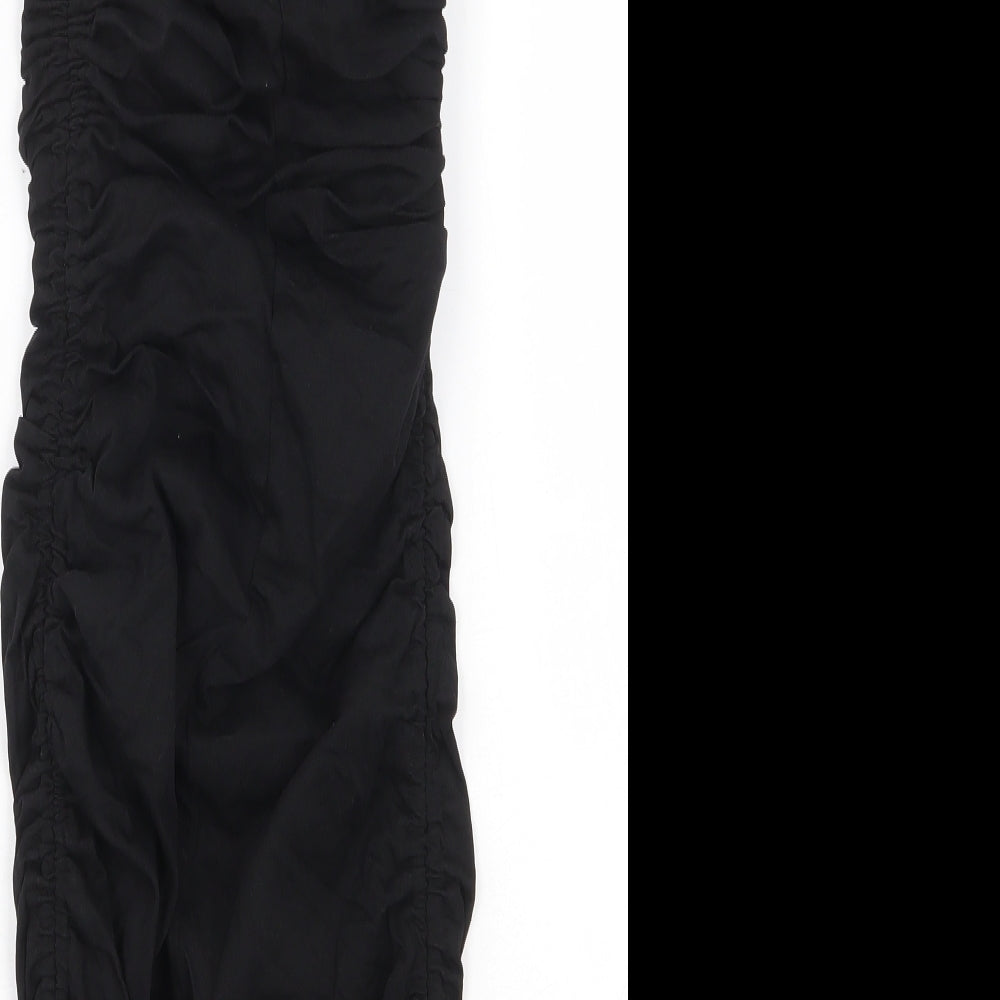 Bershka Womens Black Cotton Bodycon Size XS Round Neck Tie