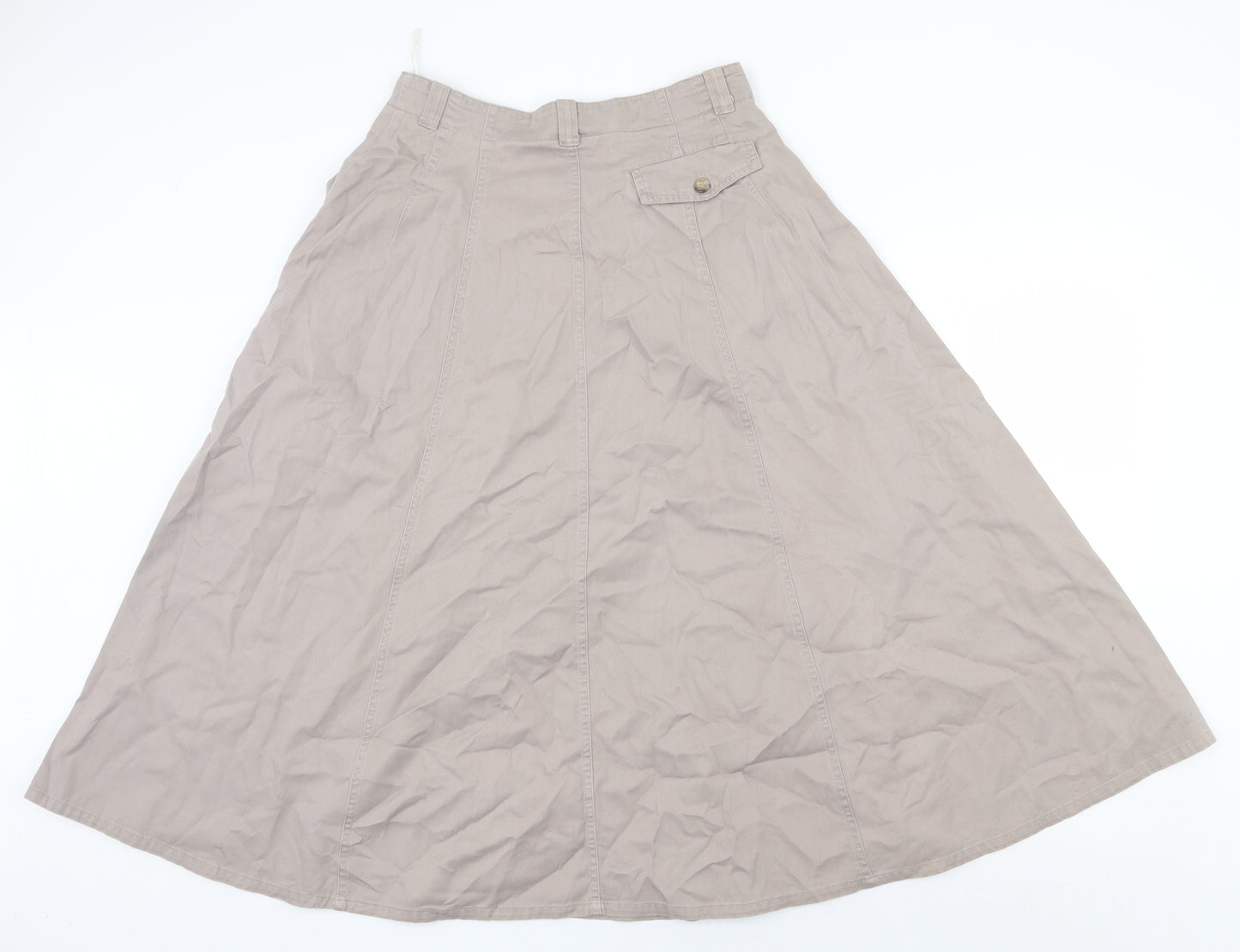 BHS Womens Grey Cotton A-Line Skirt Size 14 Zip