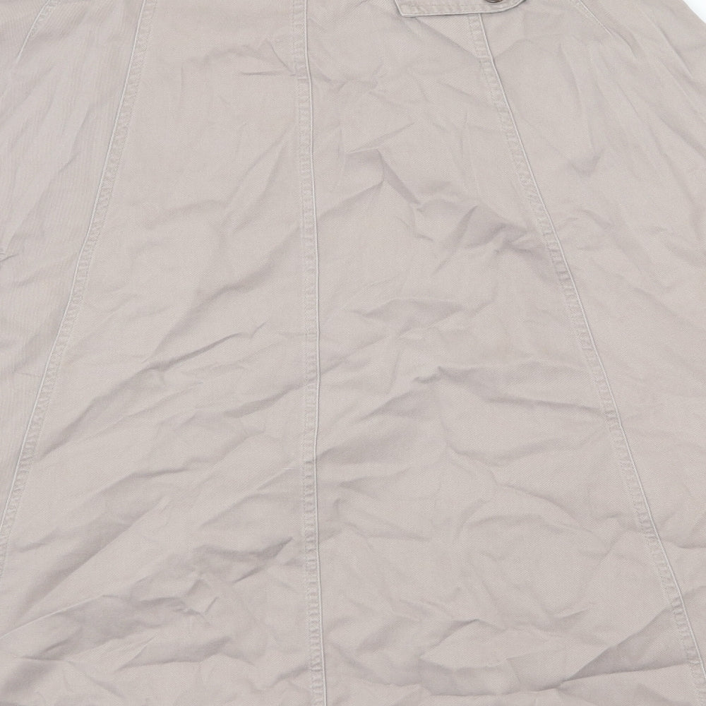 BHS Womens Grey Cotton A-Line Skirt Size 14 Zip