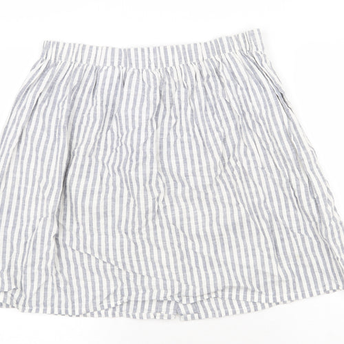 H&M Womens Blue Striped Cotton Mini Skirt Size M
