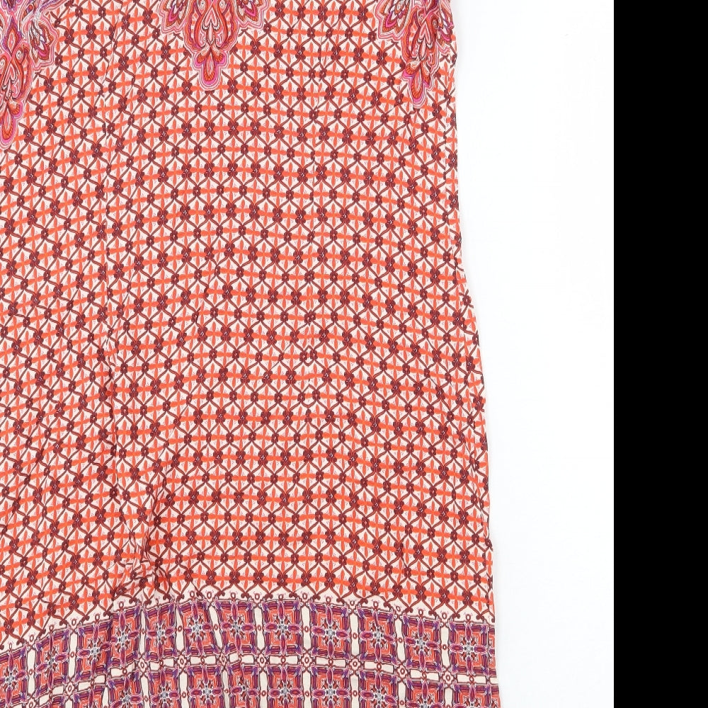 Marks and Spencer Womens Multicoloured Geometric Viscose Sheath Size 14 Boat Neck Zip