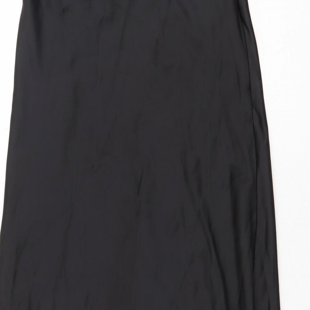 Zara Womens Black Polyester A-Line Size M Square Neck Zip