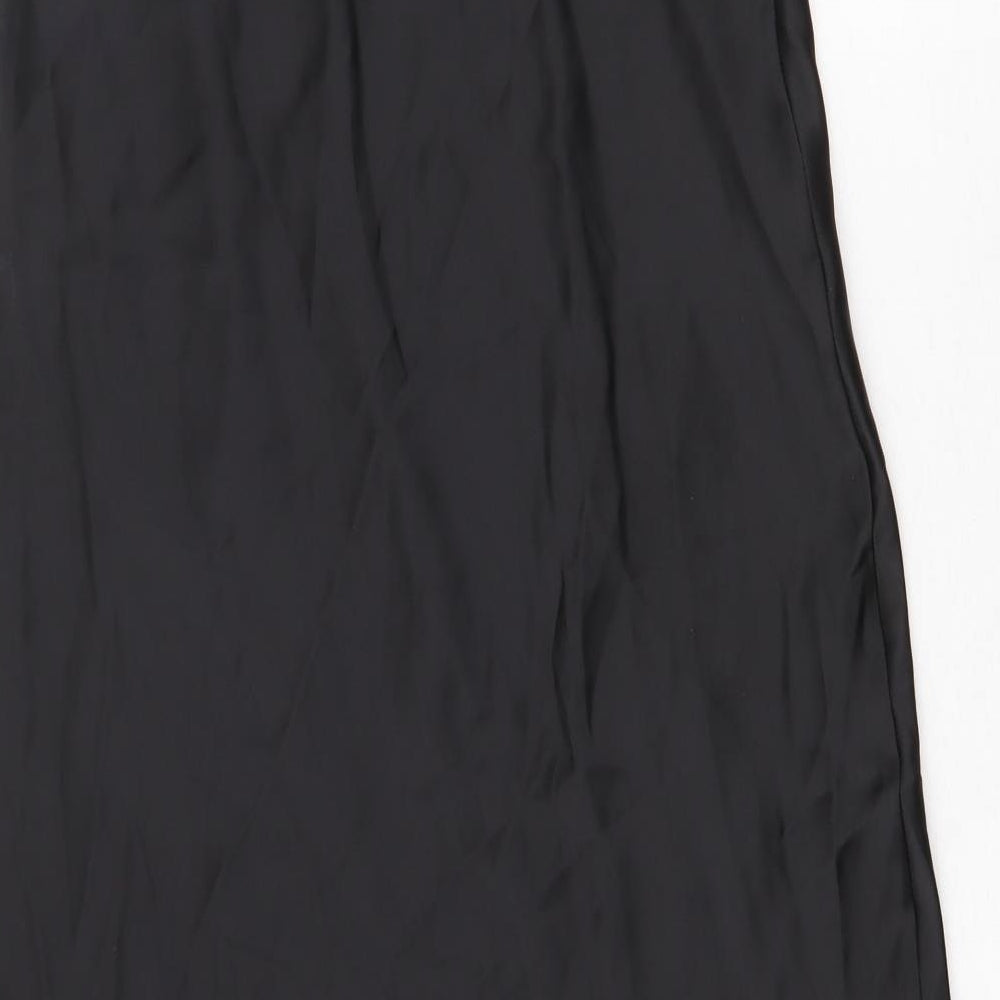 Zara Womens Black Polyester A-Line Size M Square Neck Zip