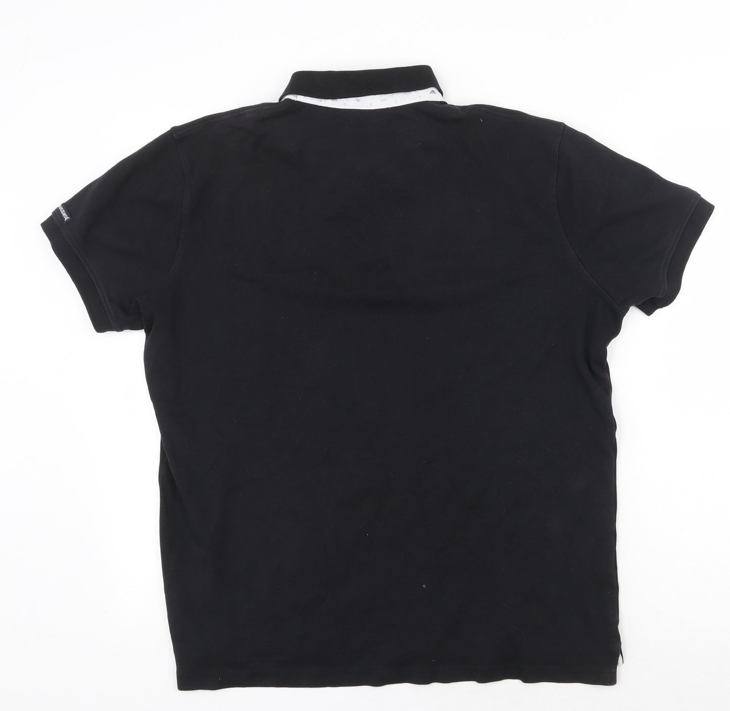 Armani Jeans Mens Black Cotton Polo Size L Collared Button