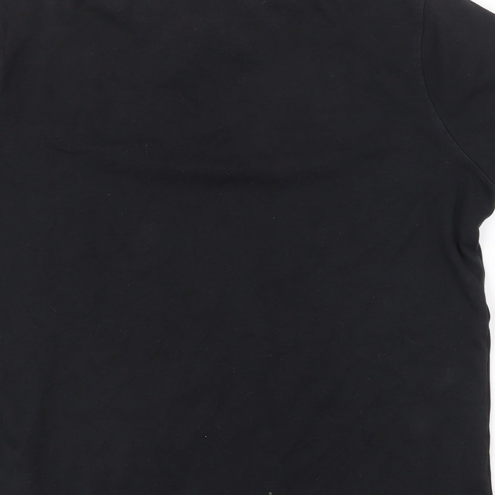 Armani Jeans Mens Black Cotton Polo Size L Collared Button