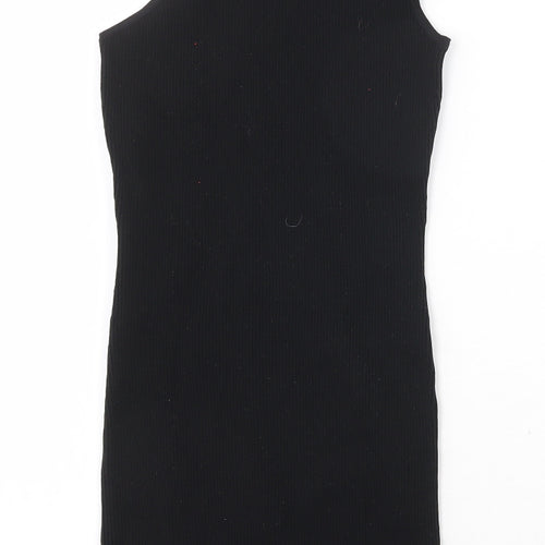 Bershka Womens Black Polyester Bodycon Size M Round Neck Pullover - Ribbed