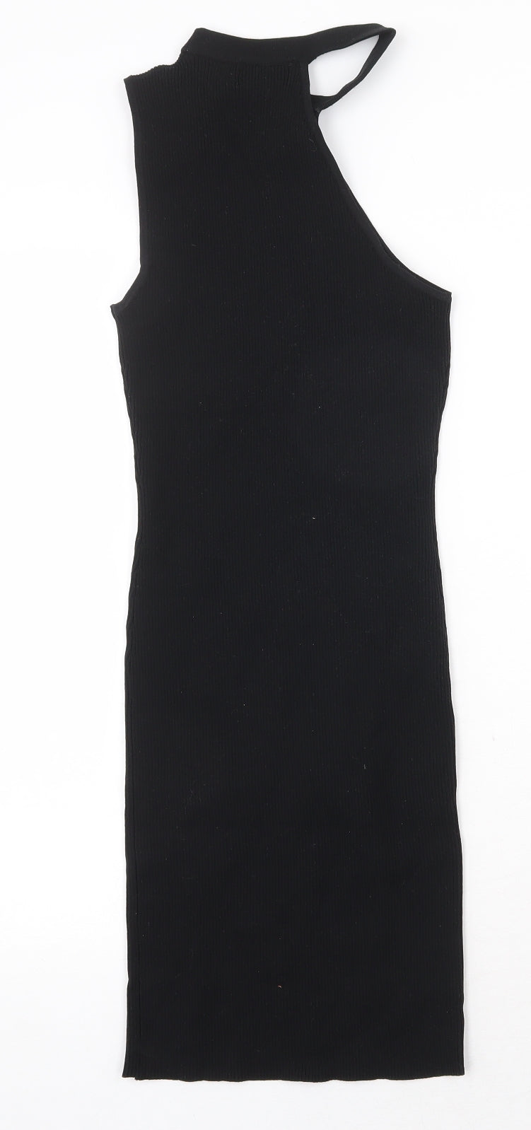 Bershka Womens Black Polyester Bodycon Size M Round Neck Pullover - Ribbed