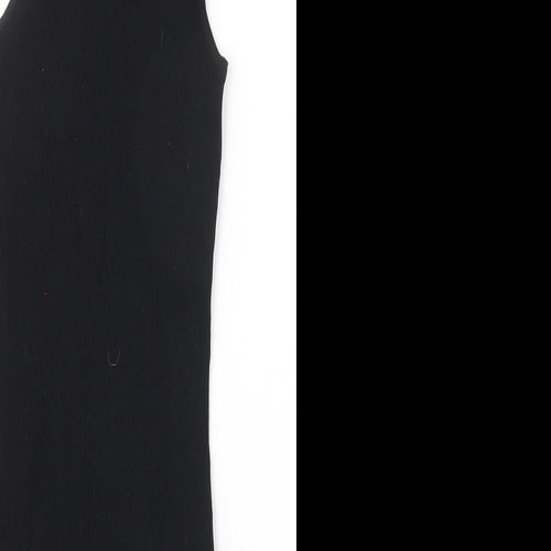 Bershka Womens Black Polyester Bodycon Size M Round Neck Pullover - Ribbed