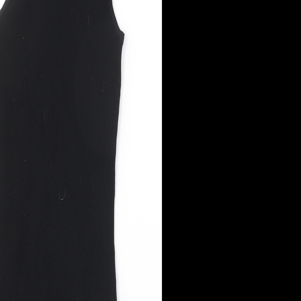 Bershka Womens Black Polyester Bodycon Size M Round Neck Pullover - Ribbed