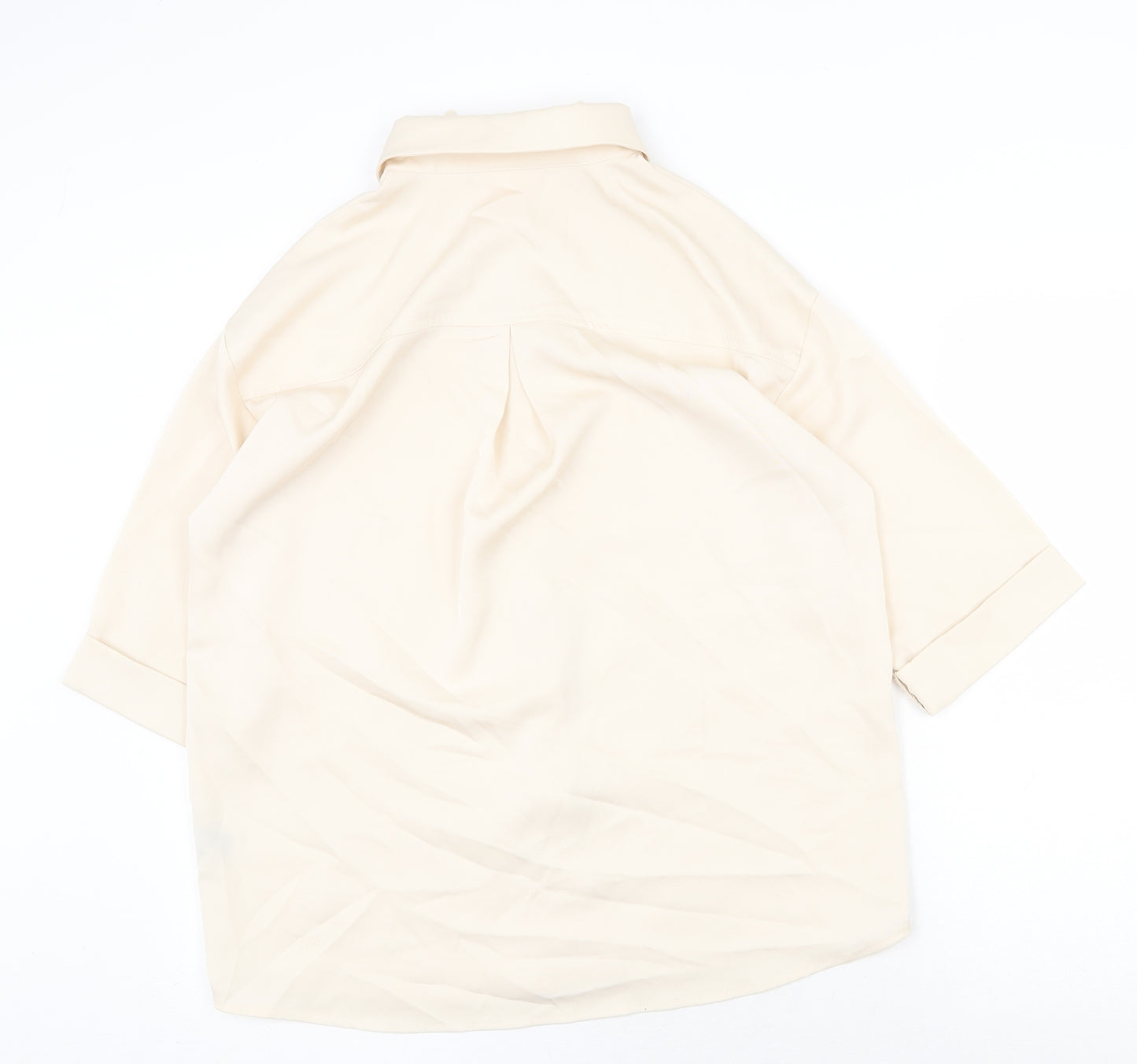 Cider Womens Beige Polyester Basic Button-Up Size S Collared