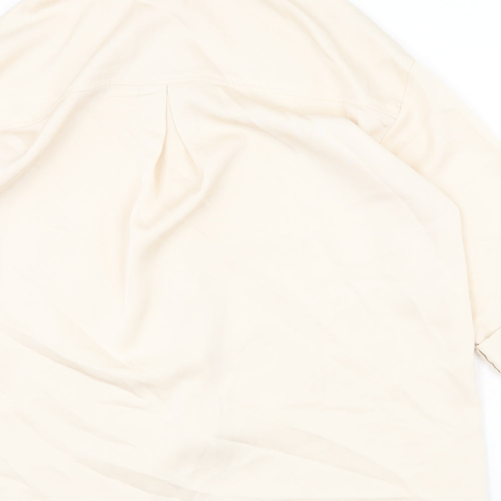 Cider Womens Beige Polyester Basic Button-Up Size S Collared