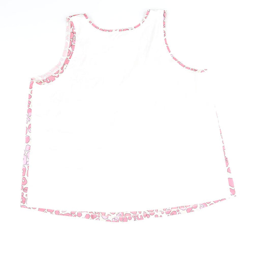 Marks and Spencer Womens Pink Animal Print Polyester Basic Blouse Size 14 Scoop Neck