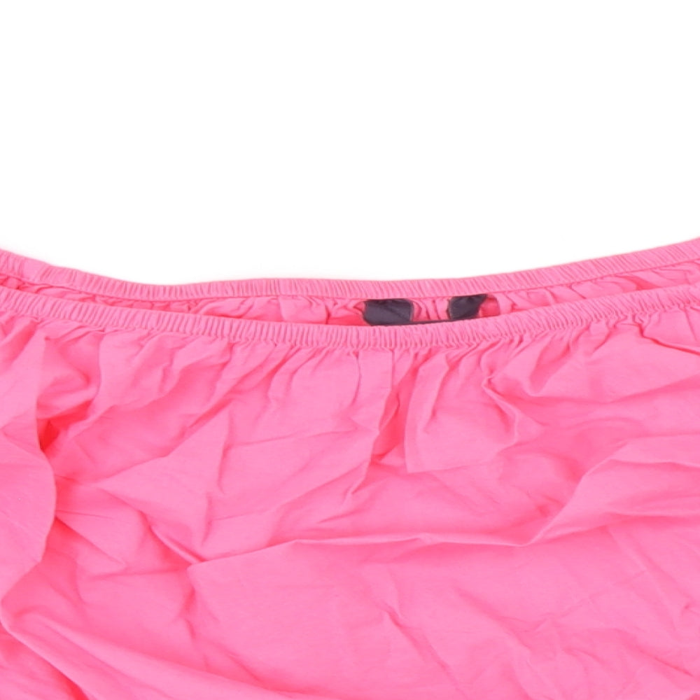 Marks and Spencer Womens Pink 100% Cotton Basic Blouse Size 14 Off the Shoulder