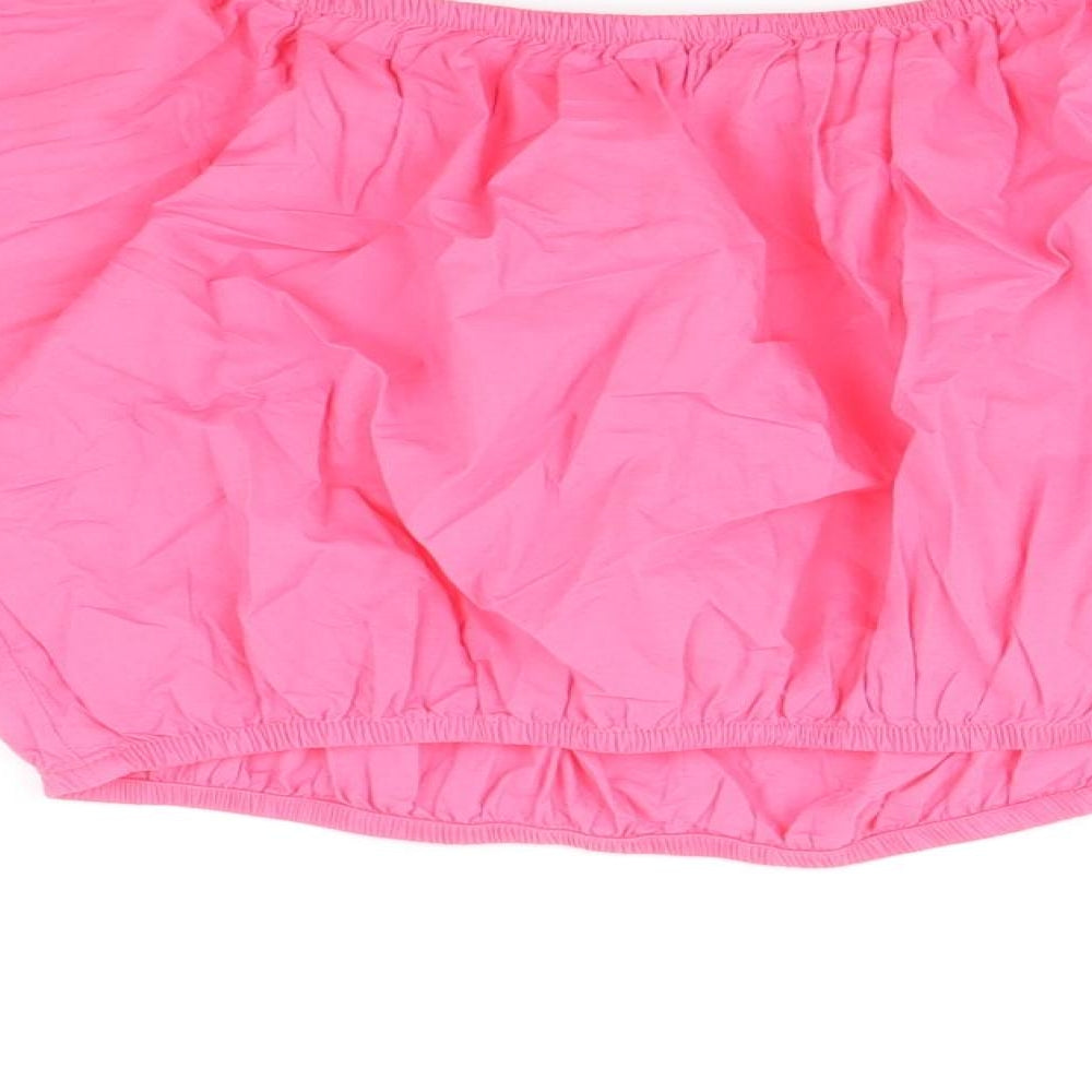 Marks and Spencer Womens Pink 100% Cotton Basic Blouse Size 14 Off the Shoulder