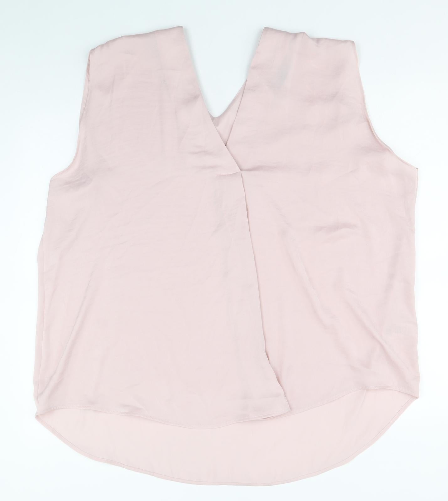 Marks and Spencer Womens Pink Polyester Basic Blouse Size 22 V-Neck