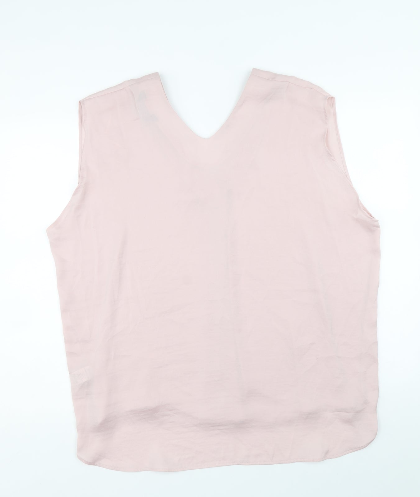 Marks and Spencer Womens Pink Polyester Basic Blouse Size 22 V-Neck