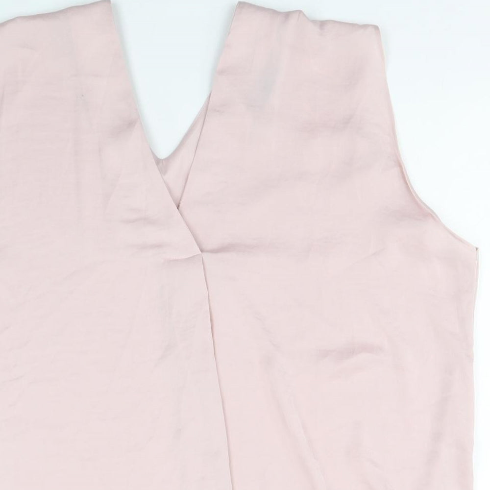 Marks and Spencer Womens Pink Polyester Basic Blouse Size 22 V-Neck