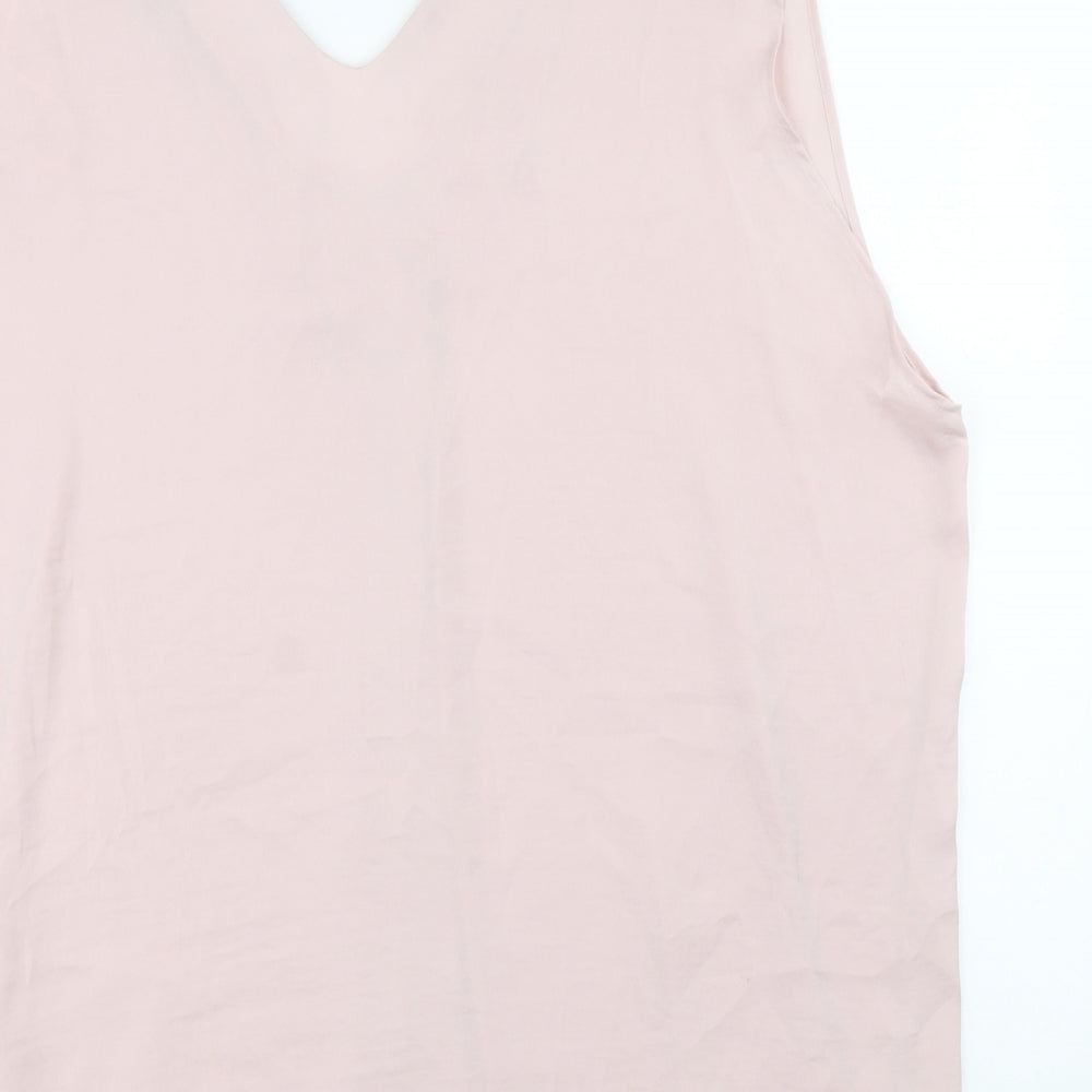 Marks and Spencer Womens Pink Polyester Basic Blouse Size 22 V-Neck