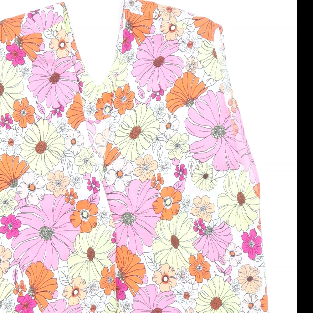 Marks and Spencer Womens Multicoloured Floral Polyester Basic Blouse Size 12 V-Neck