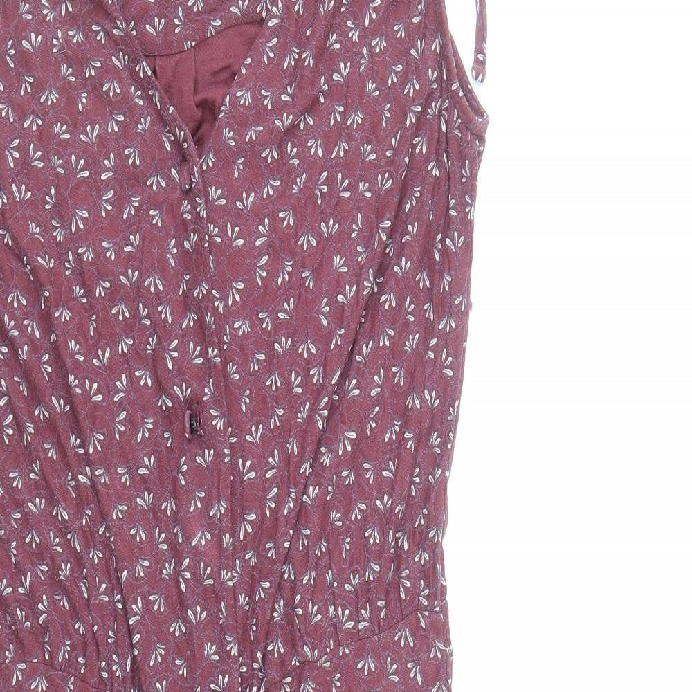NEXT Womens Purple Floral Viscose Fit & Flare Size 8 V-Neck Button
