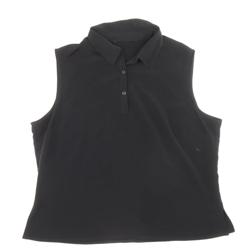 Preworn Womens Black Polyester Basic Polo Size 20 Collared