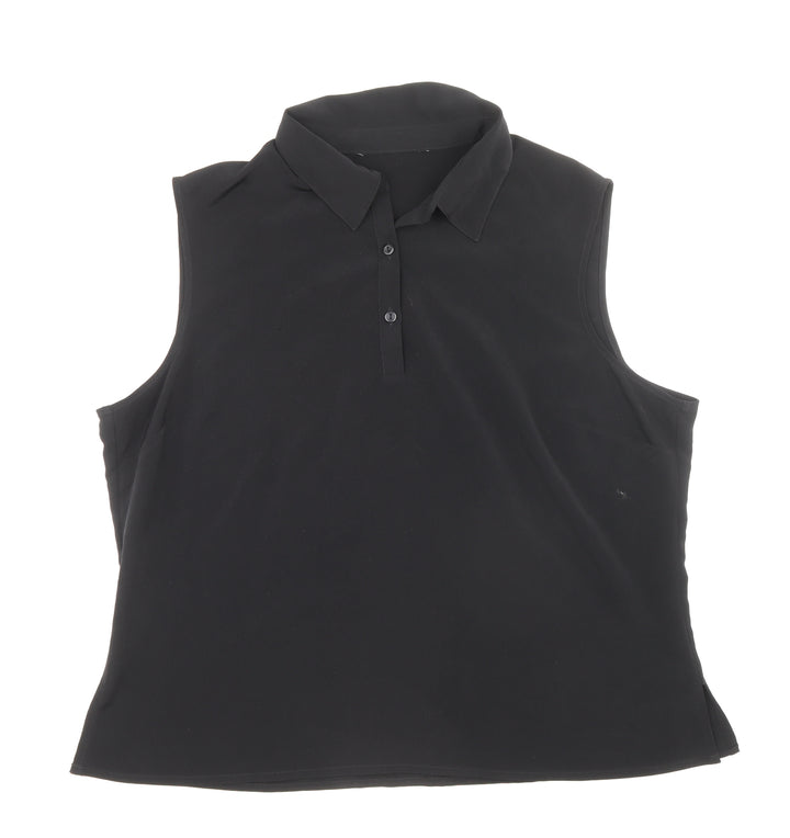 Preworn Womens Black Polyester Basic Polo Size 20 Collared