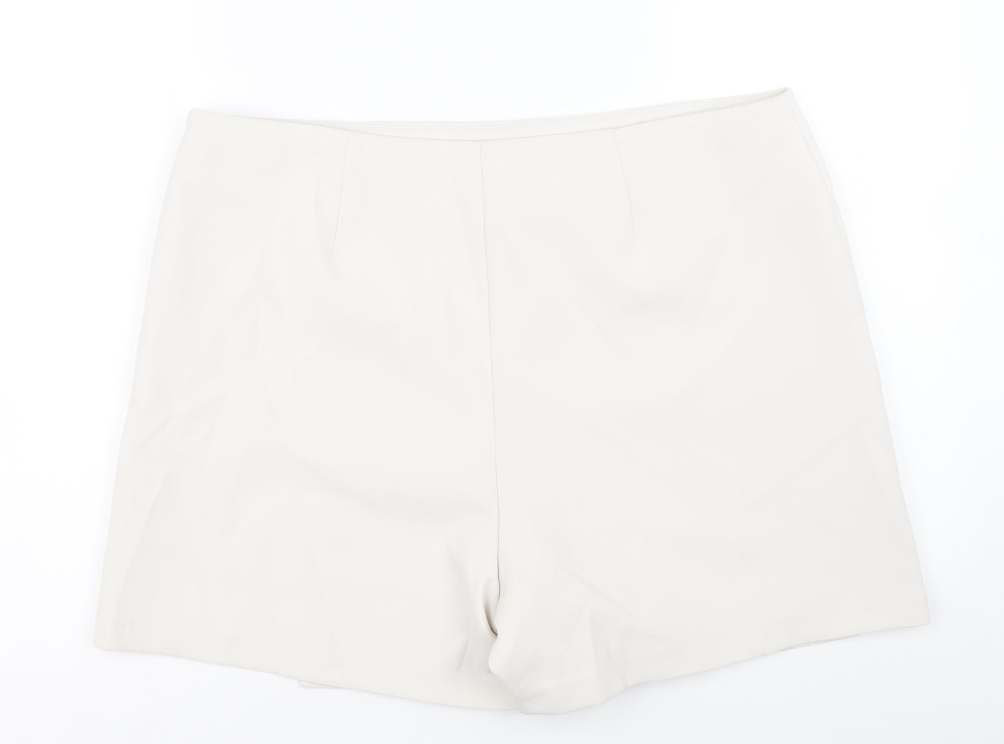 Marks and Spencer Womens Beige Polyester Wrap Shorts Size 18 Regular Zip