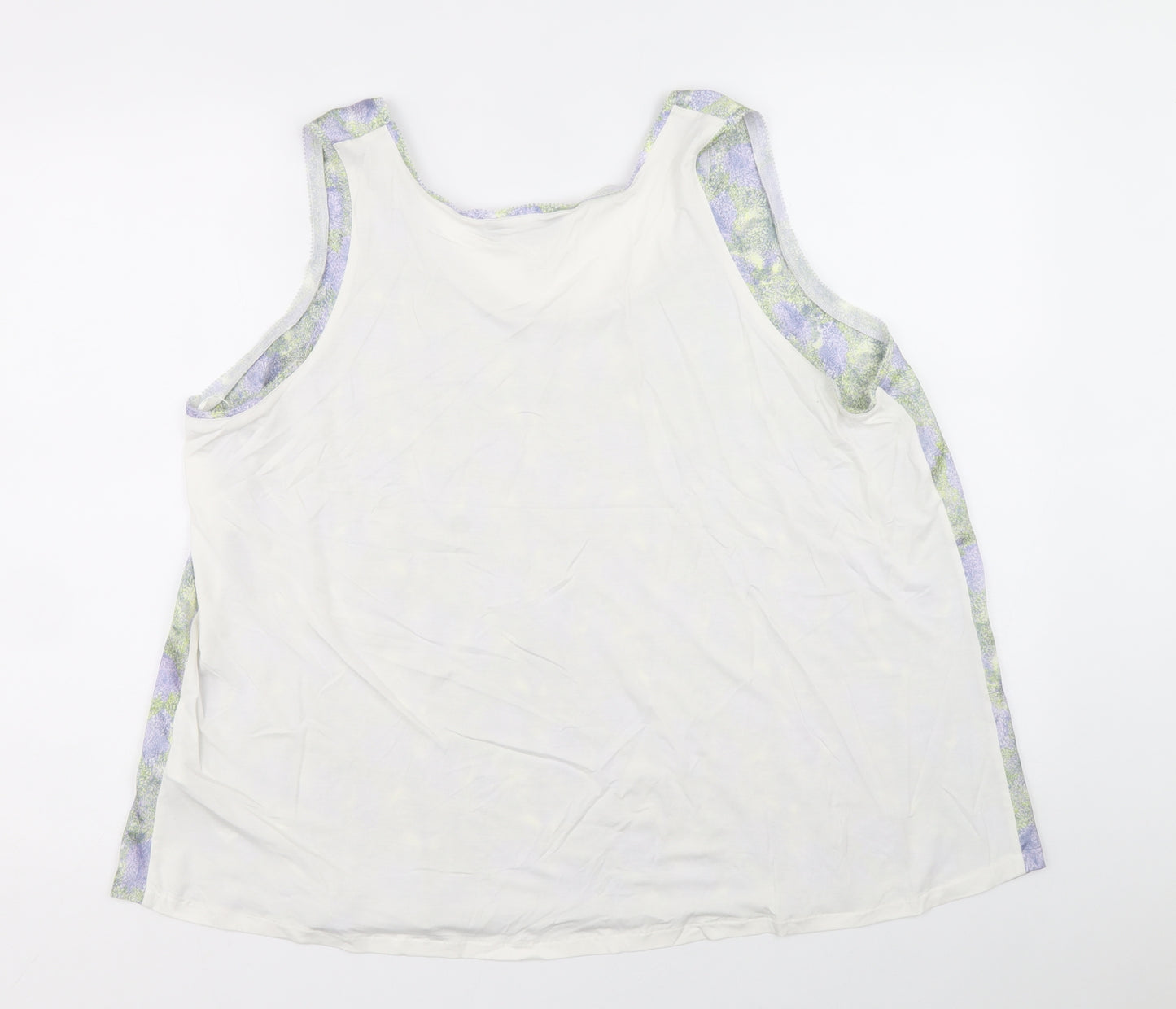 Marks and Spencer Womens White Geometric Polyester Basic Tank Size 18 Scoop Neck