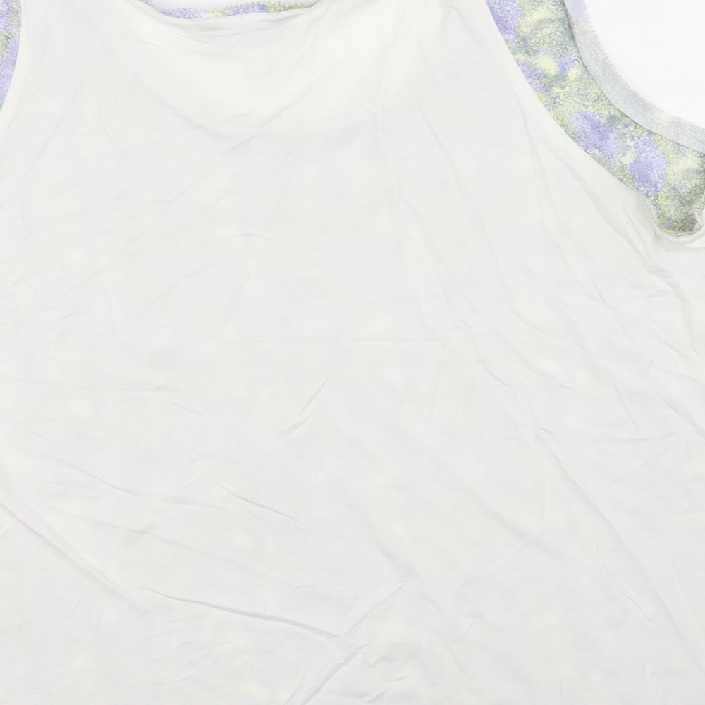 Marks and Spencer Womens White Geometric Polyester Basic Tank Size 18 Scoop Neck