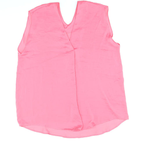 Marks and Spencer Womens Pink Polyester Basic Tank Size 14 V-Neck