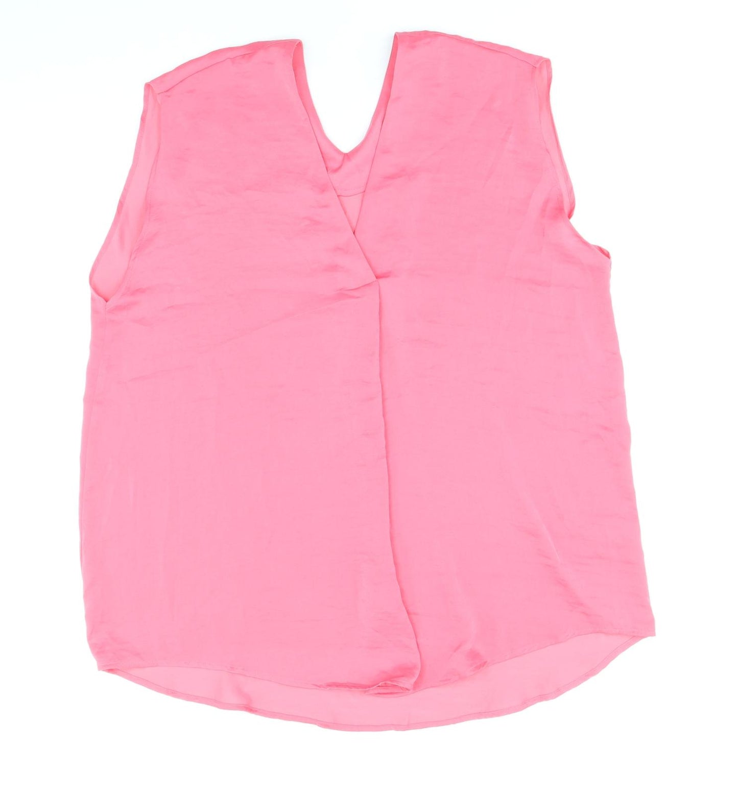 Marks and Spencer Womens Pink Polyester Basic Tank Size 14 V-Neck