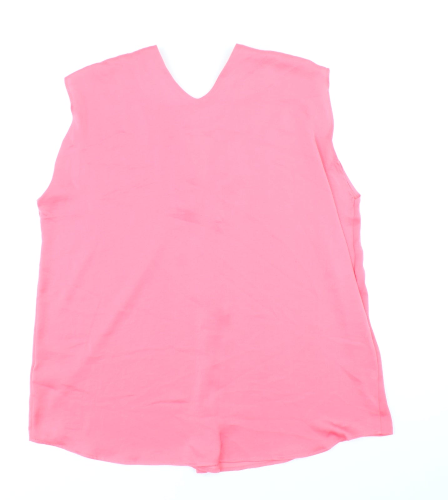 Marks and Spencer Womens Pink Polyester Basic Tank Size 14 V-Neck