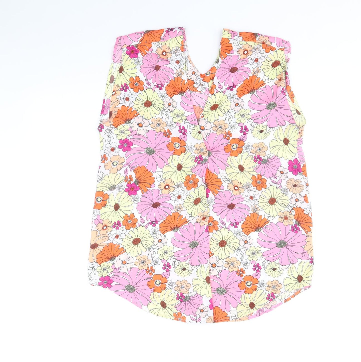 Marks and Spencer Womens Multicoloured Floral Polyester Basic Tank Size 8 V-Neck