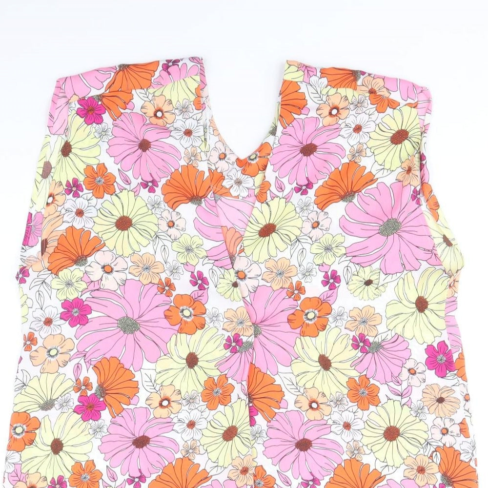 Marks and Spencer Womens Multicoloured Floral Polyester Basic Tank Size 8 V-Neck