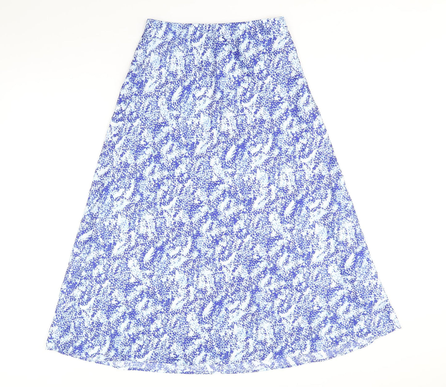Marks and Spencer Womens Blue Geometric Polyester A-Line Skirt Size 8